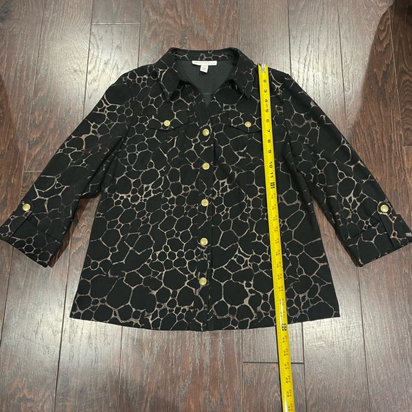 JM Collection Faux Suede 3/4 Sleeve Snap Shacket Size Large Petite - Picture 2 of 6